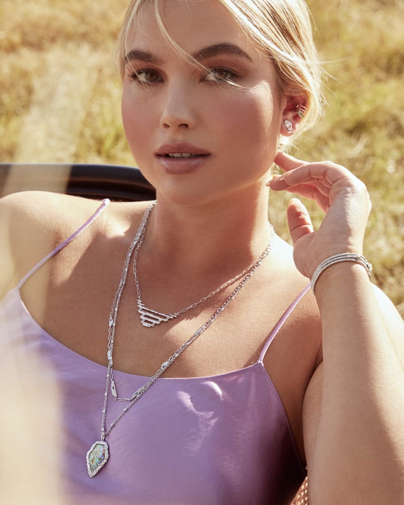 Tessa Silver Small Stud Earrings in Iridescent Abalone Kendra Scott